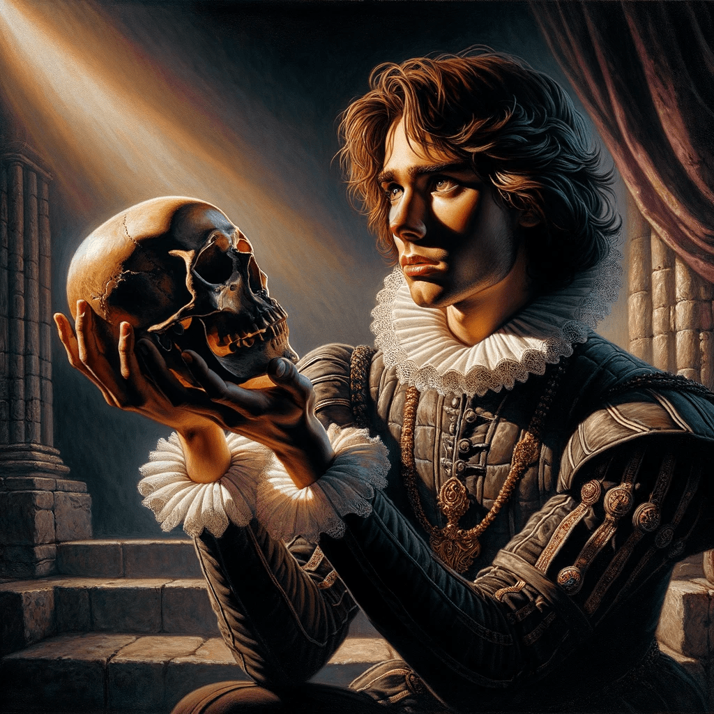 Hamlet holder kraniet i sine hænder i den berømte scene.